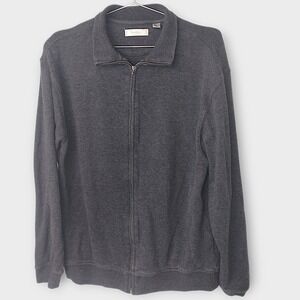 Turnbury Mens Sweater Sz M Gray Full Zip Cotton‎ Blend Collared Jacket Casual
